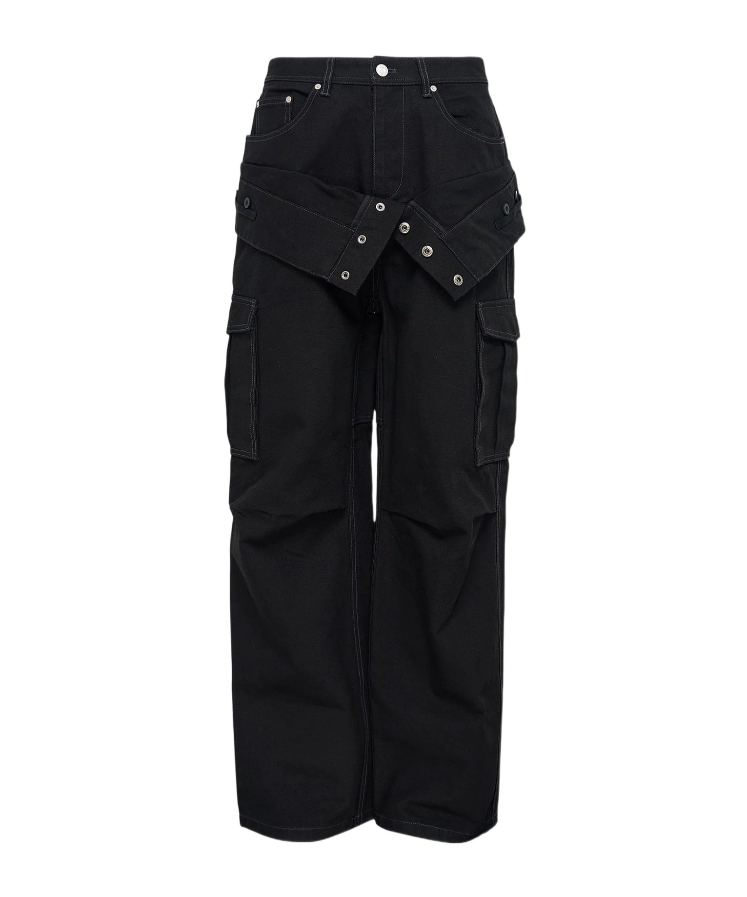 Andersson Bell Double-waisted Cargo Wide-leg Jeans In Black