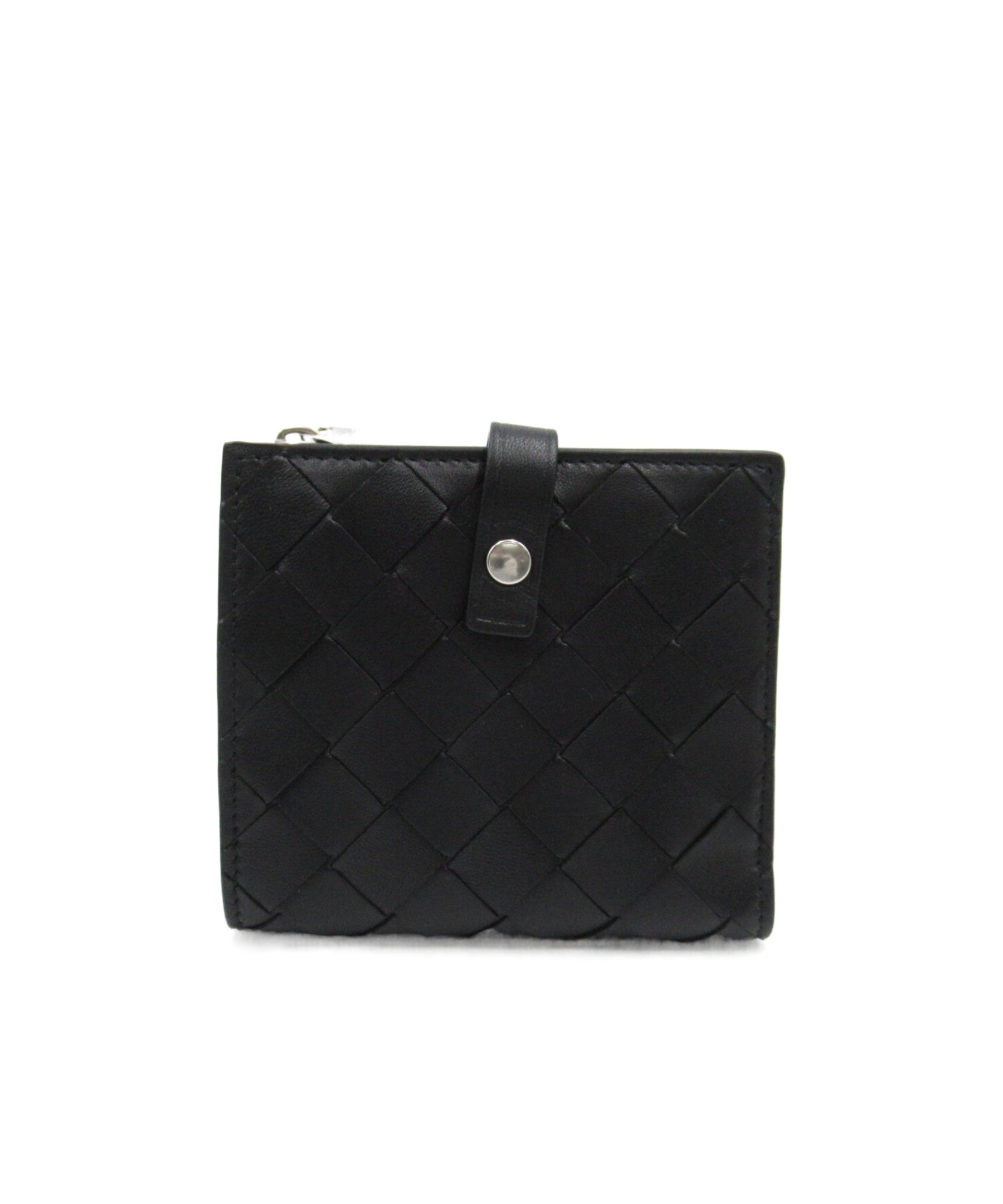 Bottega Veneta Woven Zipper Wallet In Black