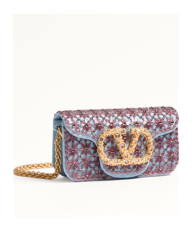 Valentino Logo Embroidered Small Shoulder Bag In Multicolor