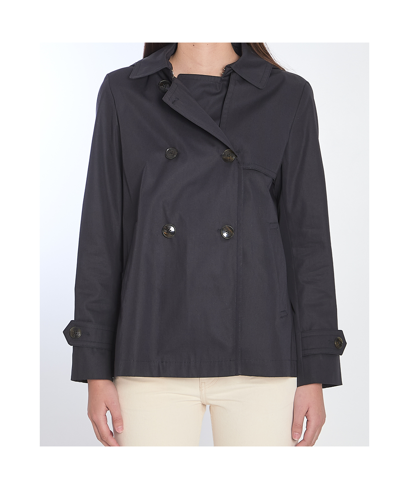 Herno Double Breasted Hooded Jacket In Black