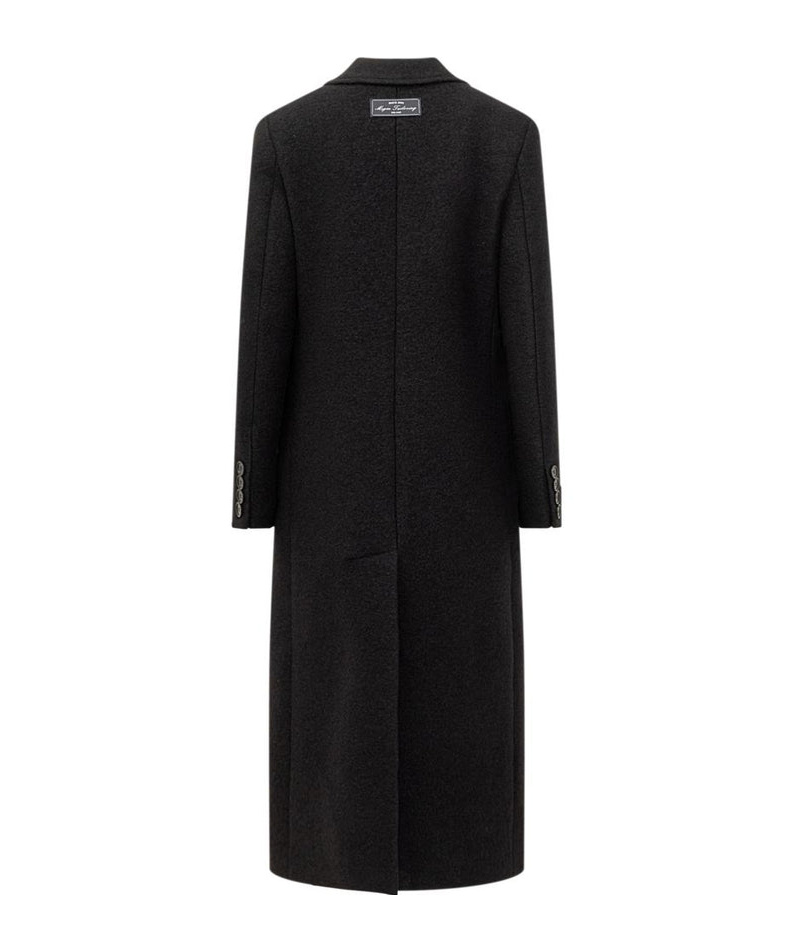 Msgm Wool Blend Felt Single Breast Long Coat In Black