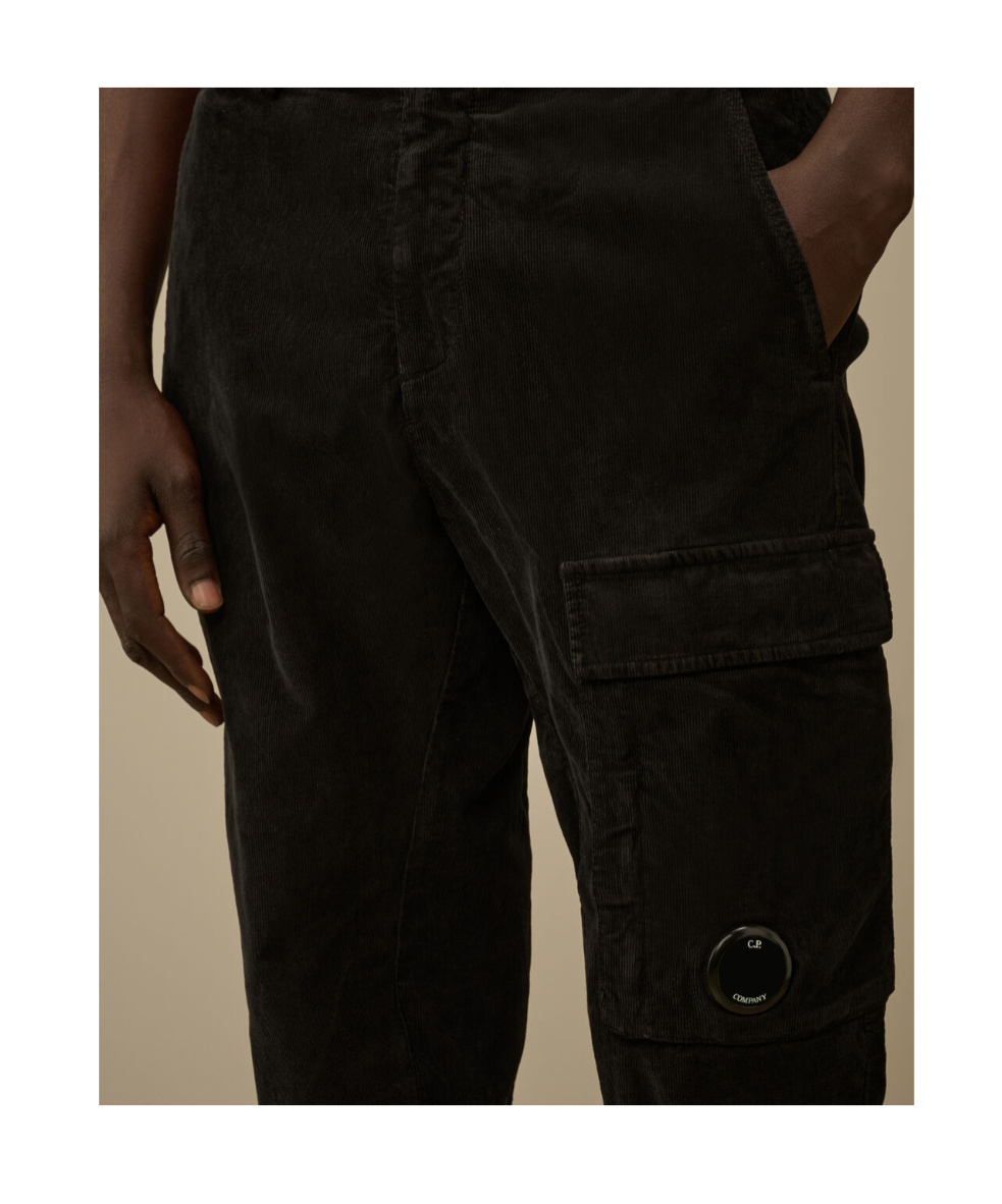 C.p. Company Corduroy Cargo Trousers In Black
