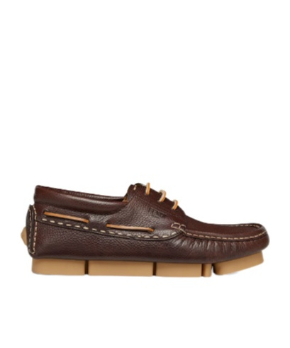 Fendi Chocolate Leather Deck Loafers In Brown