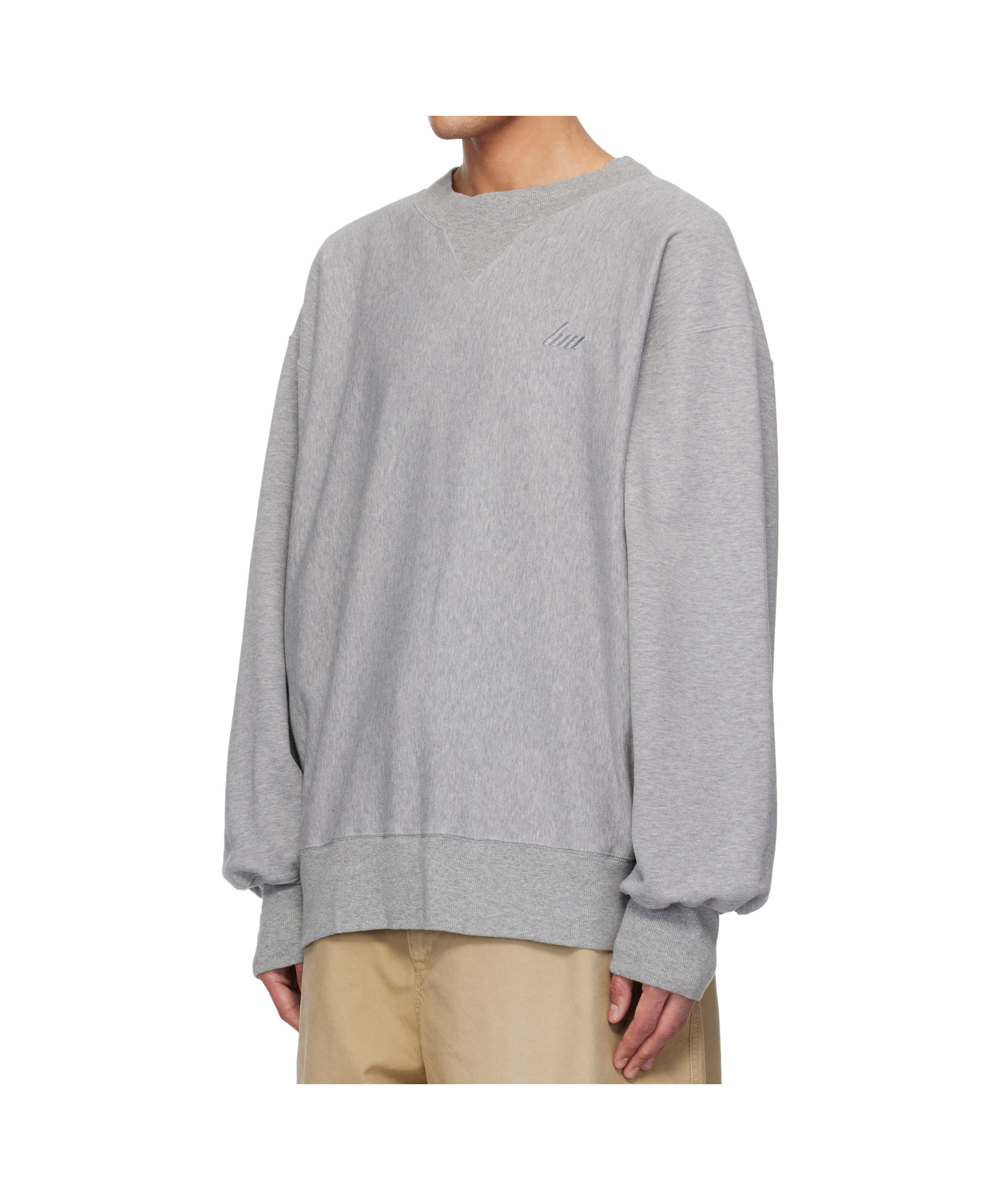 Hed Mayner Gray Embroidered Sweatshirt In Grey