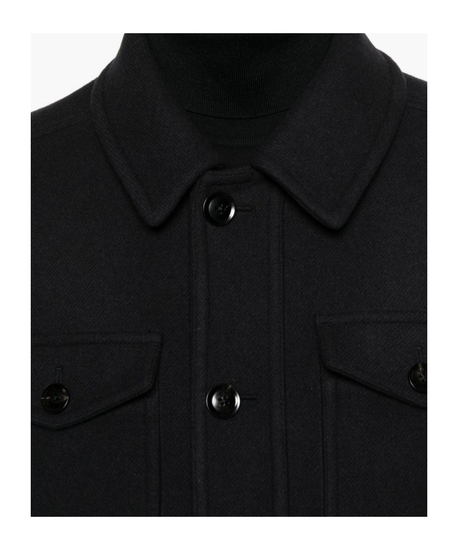 Tom Ford Four Pocket Collared Twill Jacket In Black
