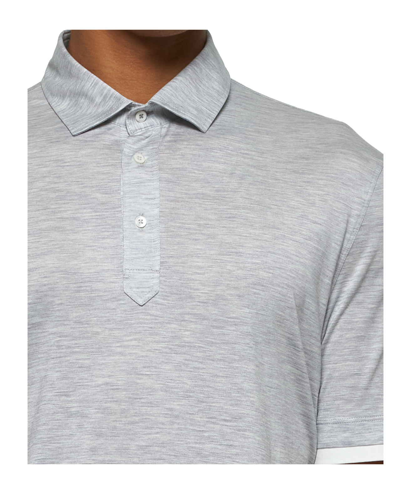 Brunello Cucinelli Grey Jersey Faux-layering Polo Shirt In White