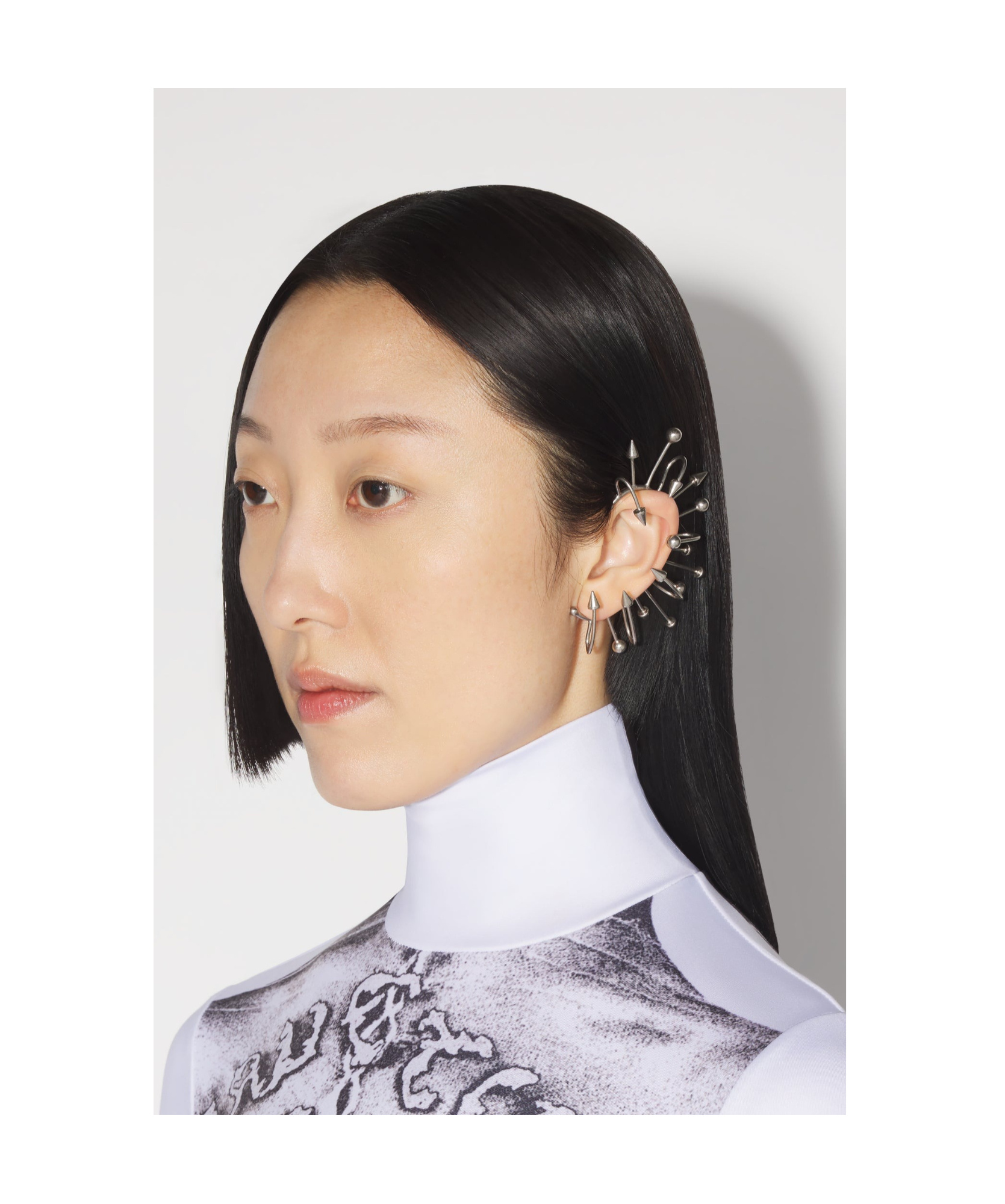 Jean Paul Gaultier Unique Arrow Spike Shape Silver Earrings In Yellow