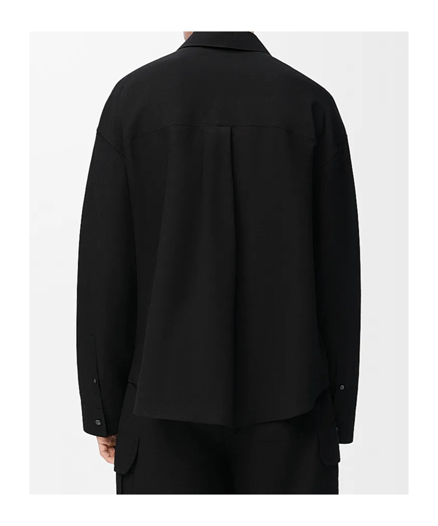 Loewe Mens Brand-embroidery Patch-pocket Long-sleeve Cotton Shirt Black In Black
