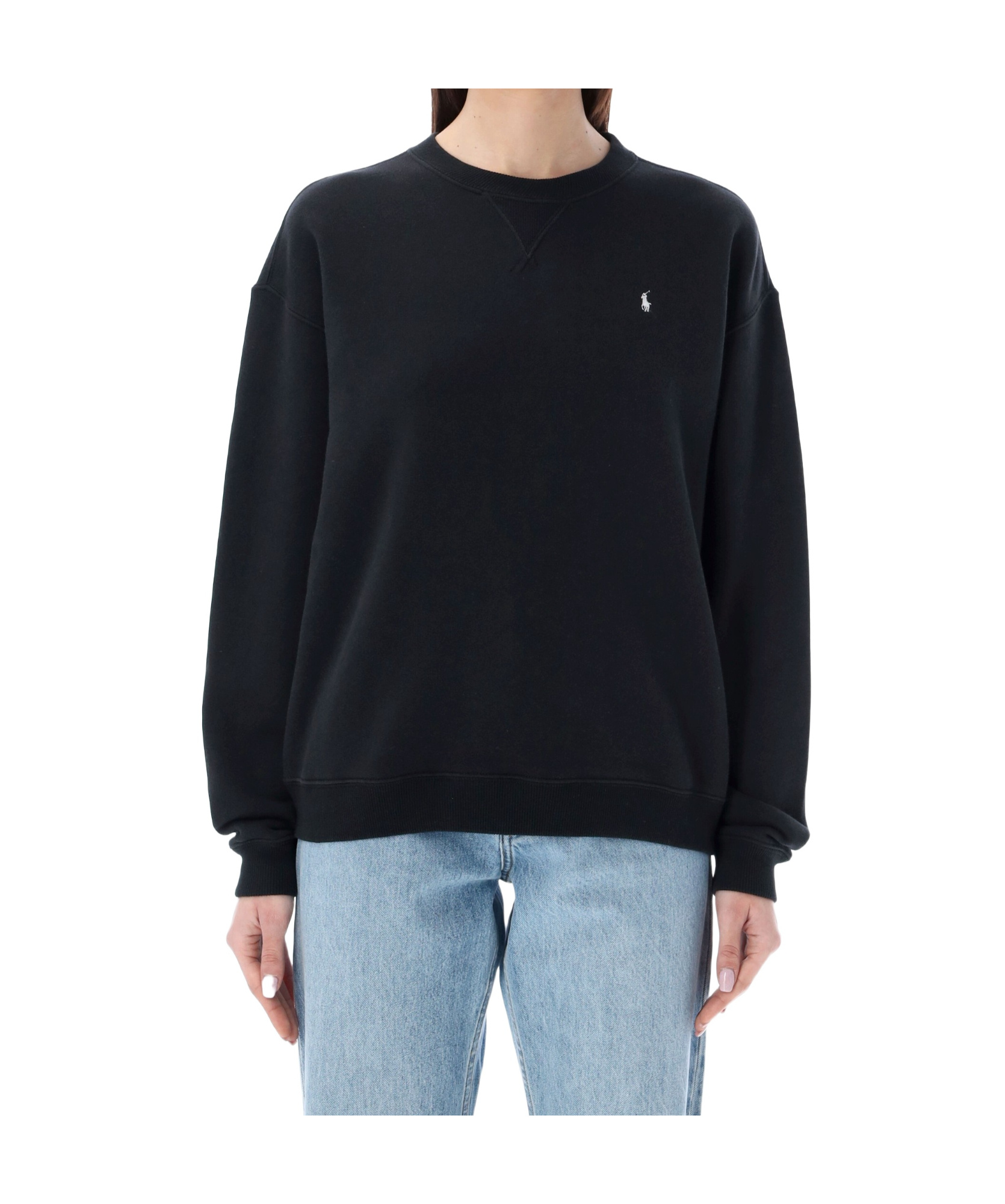 Ralph Lauren Long-sleeved Crew Neck Sweatshirt In Black