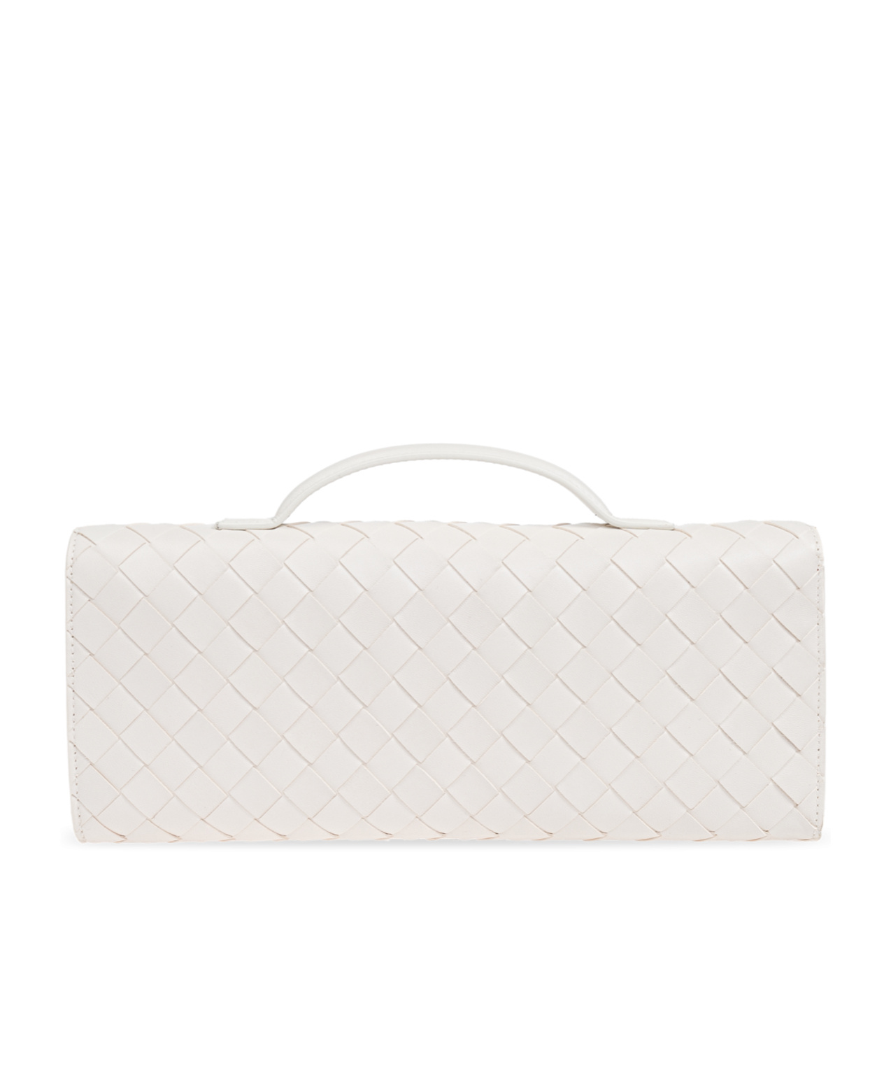 Bottega Veneta Womens Andiamo Leather Clutch Bag White-m Brass In White
