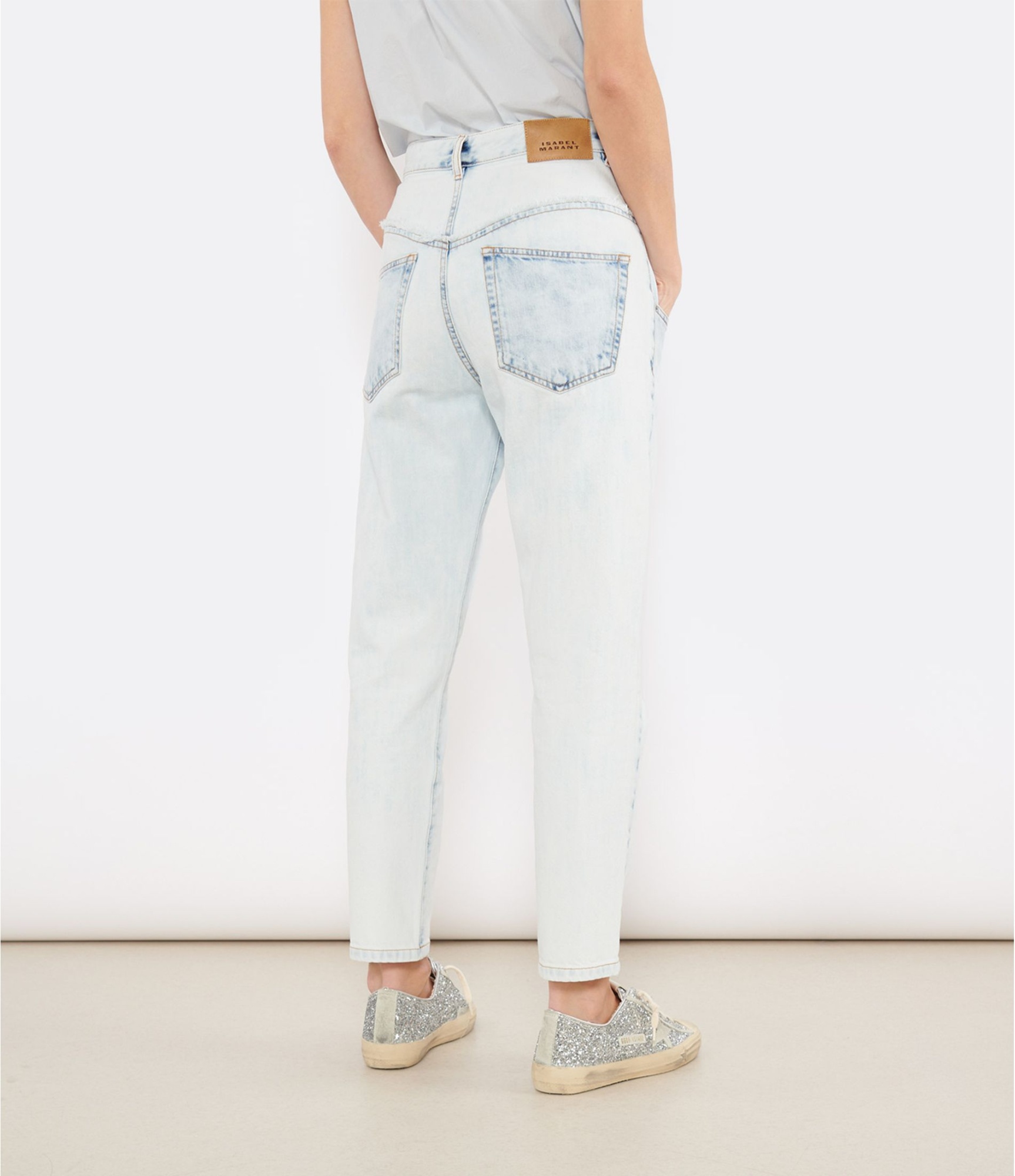 Isabel Marant High Waist Zipper Denim Trousers In White