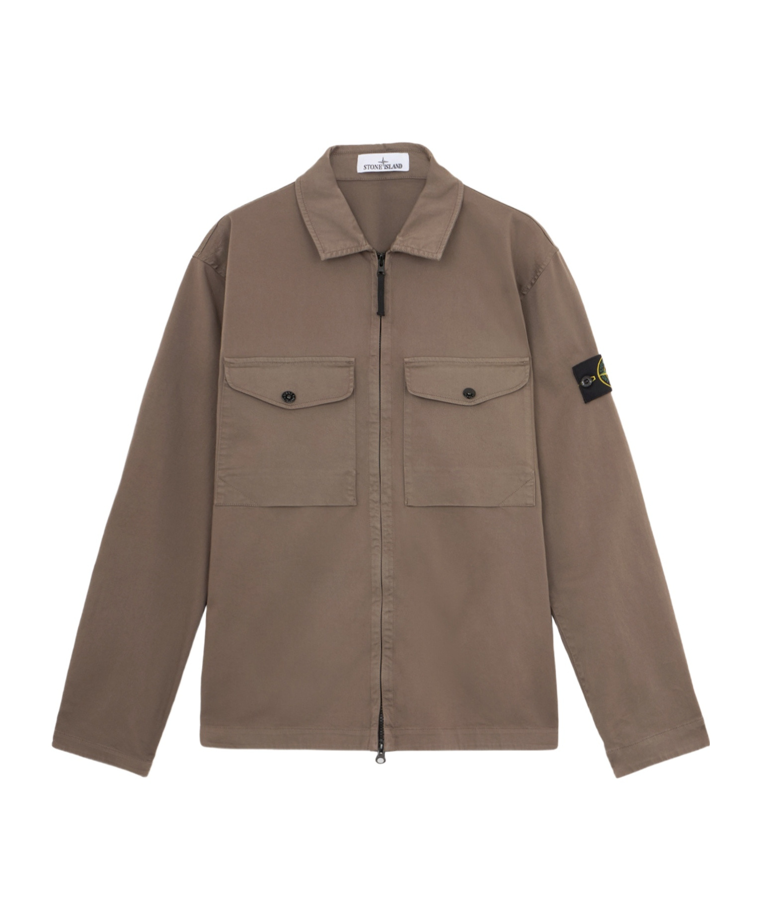 Stone Island Compass-badge Shirt Jacket In Brown