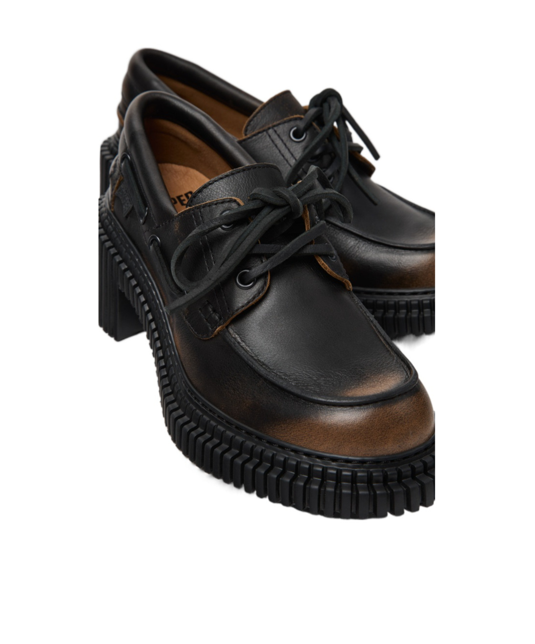Camper Black Leather Moccasins For Women. In Black