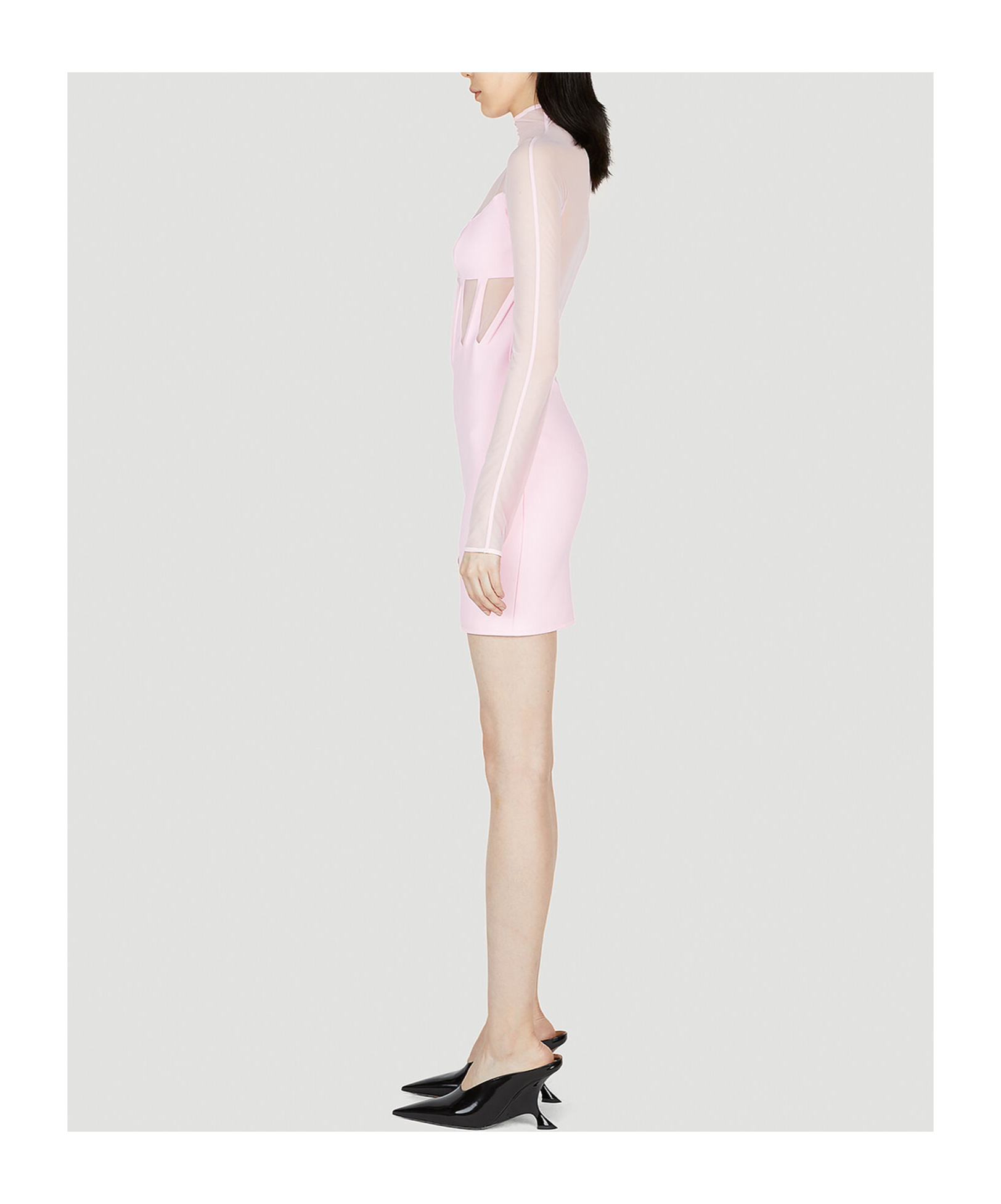 Mugler Sheer-panelled Corset Minidress In Nude