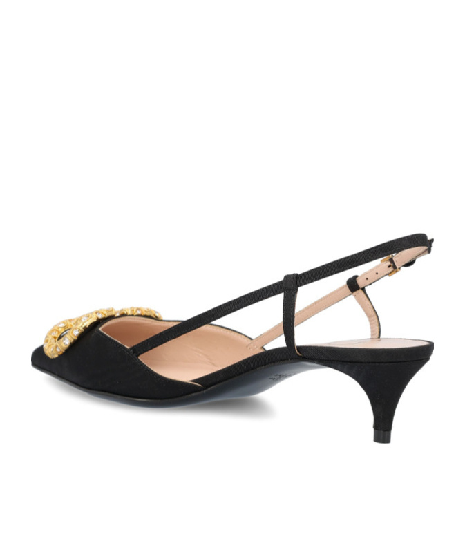 Valentino Crystal Buckle Pointed Toe Stiletto Pumps In Black