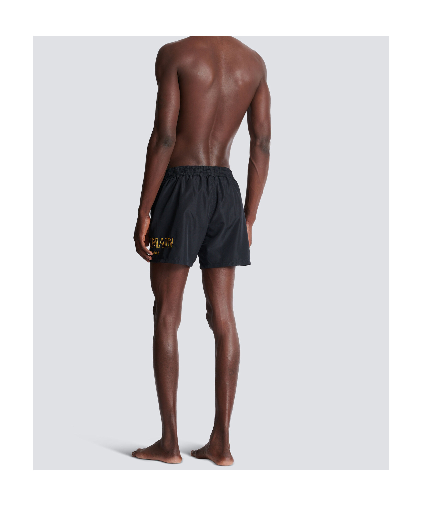 Shop Balmain Logo Swim Shorts In Black