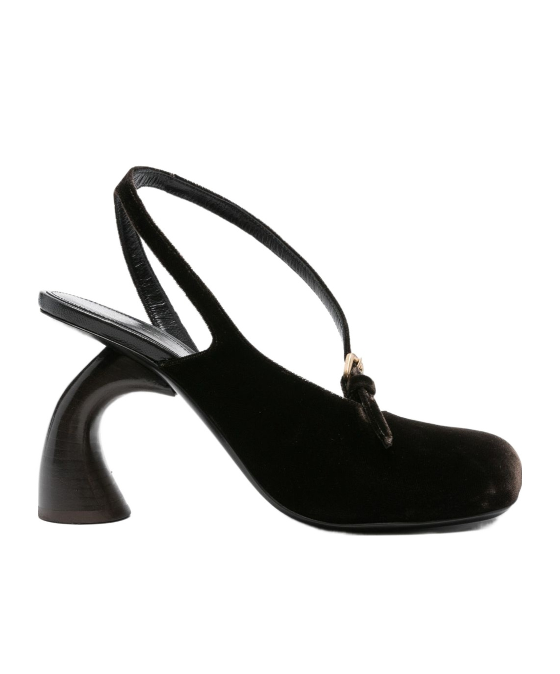 Dries Van Noten Velvet Abstrack Slingback Heels 95 In Black