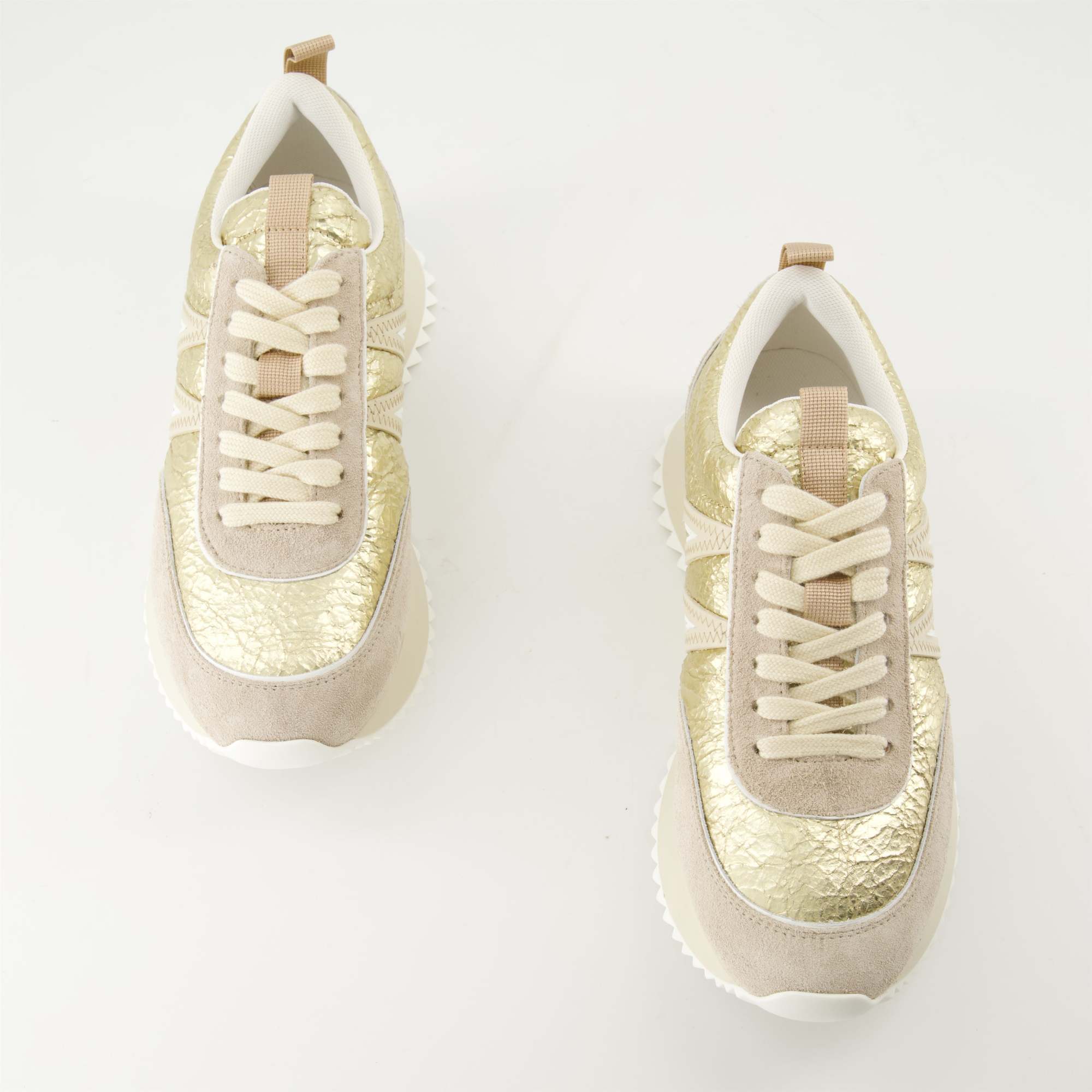 Moncler Pacey Leather Sneakers In Nude