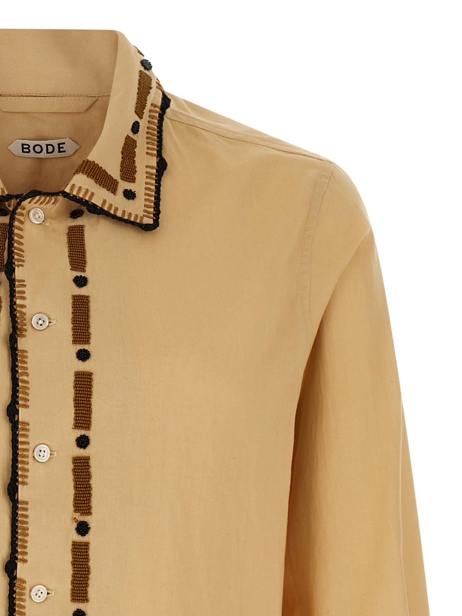 Bode Beige Beaded Ryegrass Shirt In Brown