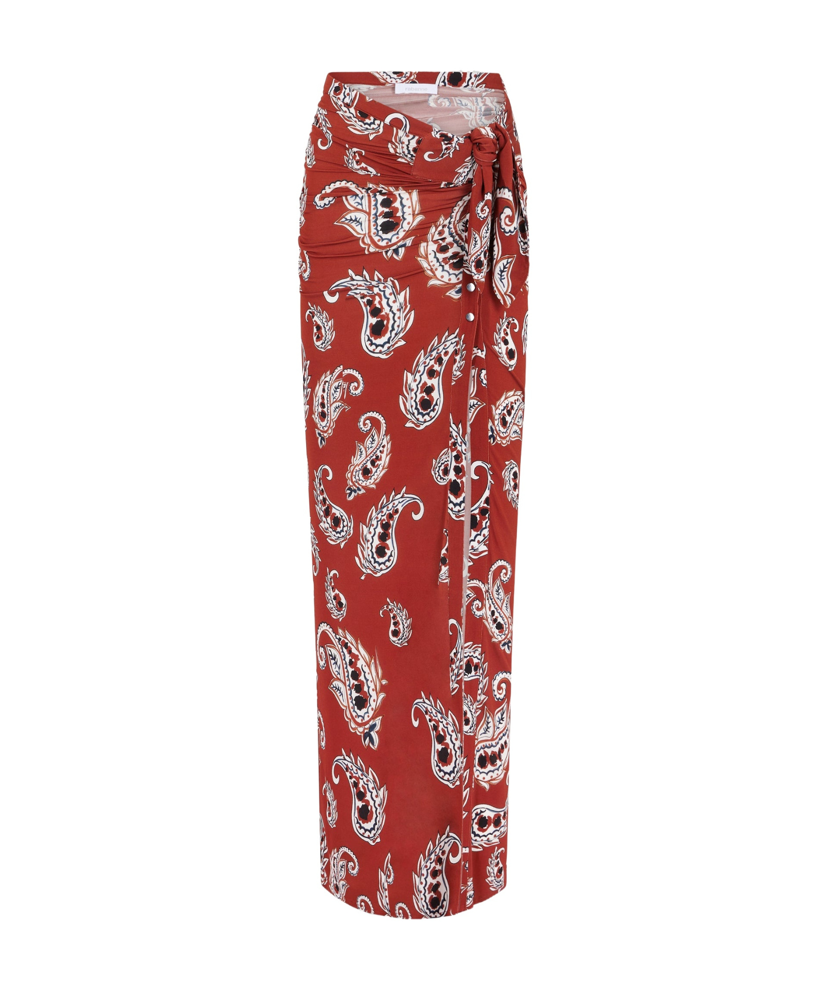 Rabanne Paisley-print Stretch-jersey Maxi Skirt In Red