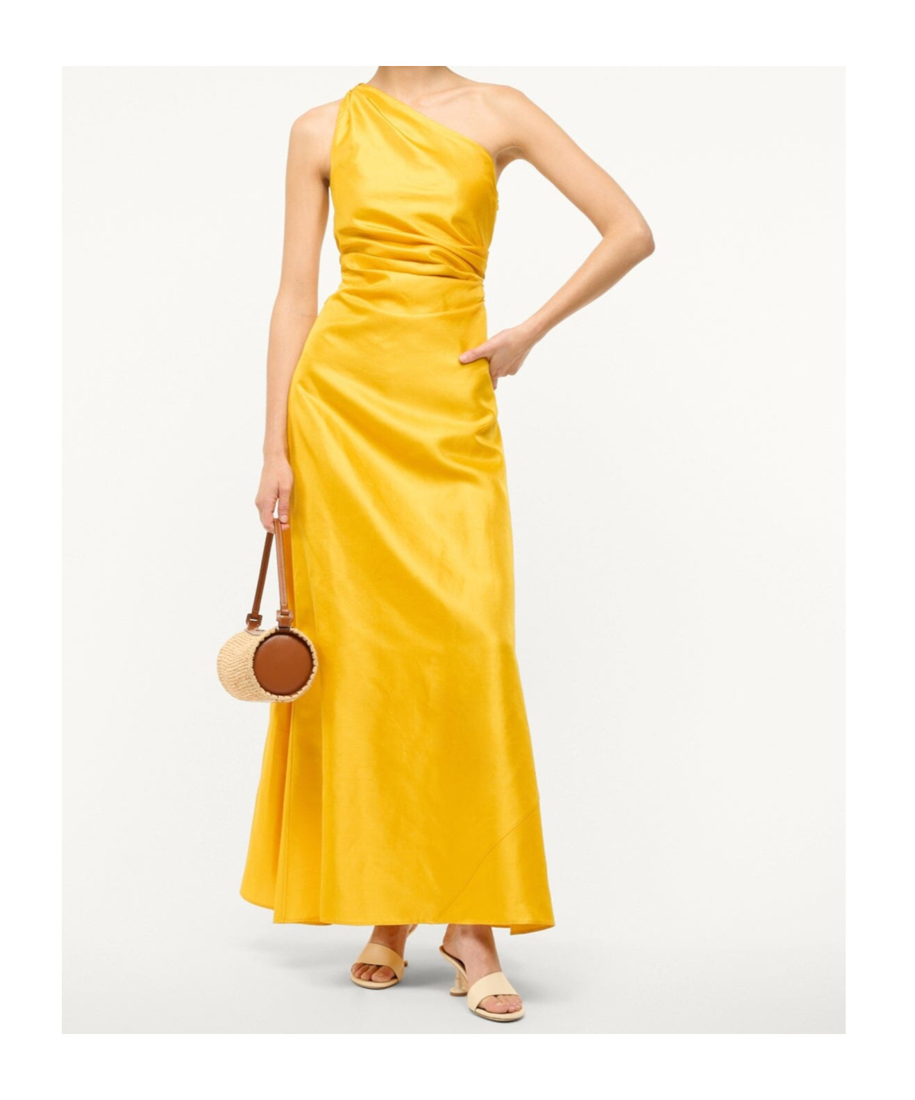 Staud One-shoulder Midi Dress In Yellow