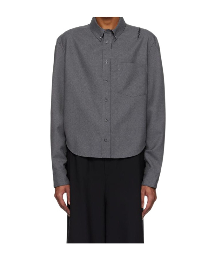 Marni Gray Wool Long Sleeve Shirt In Gray