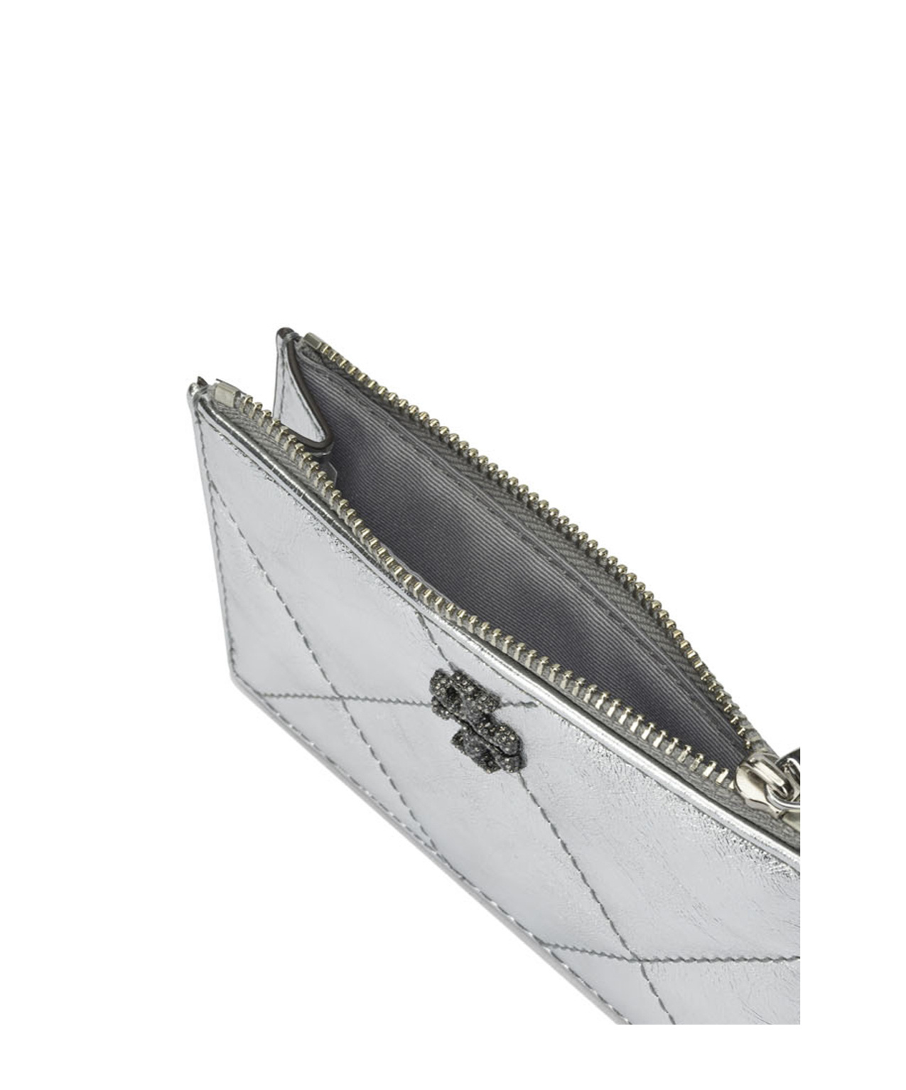 Tory Burch Metallic Quilted Wallets And Card Holders In Silver