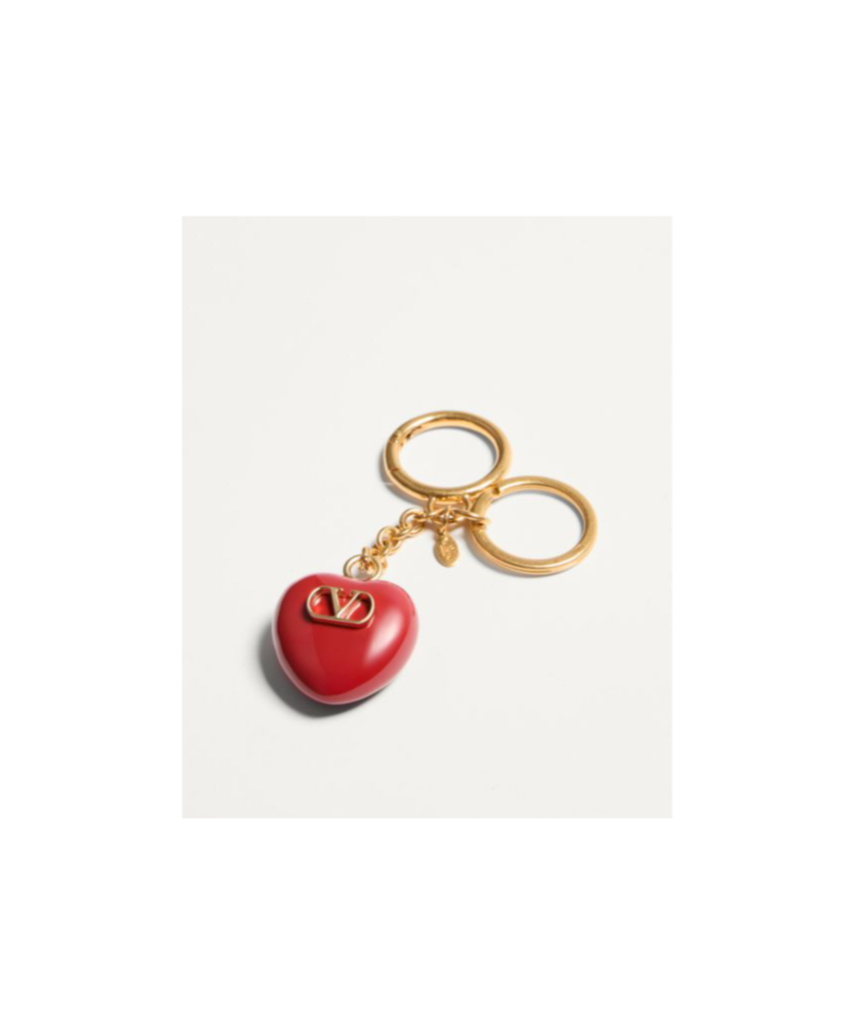 Valentino Garavani Bag Charm Keyring Coeur Royal In Red In Gold