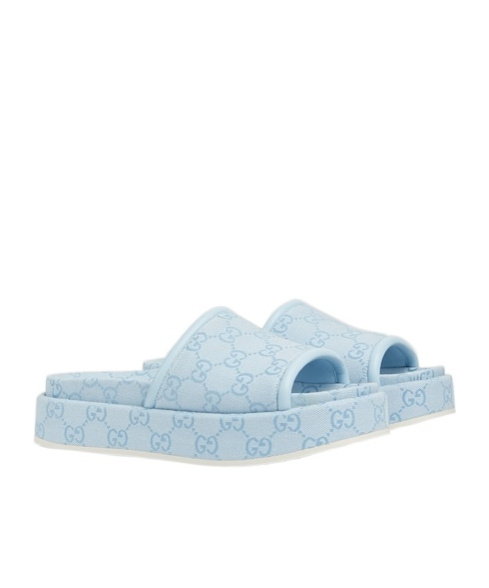 Shop Gucci Women's Gg Platform Sandal In Light Blue