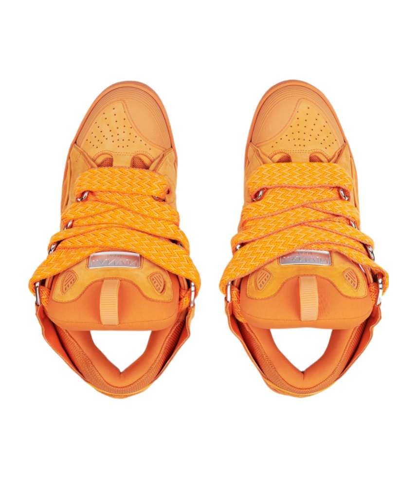 Lanvin Leather Curb Sneakers For Male In Orange