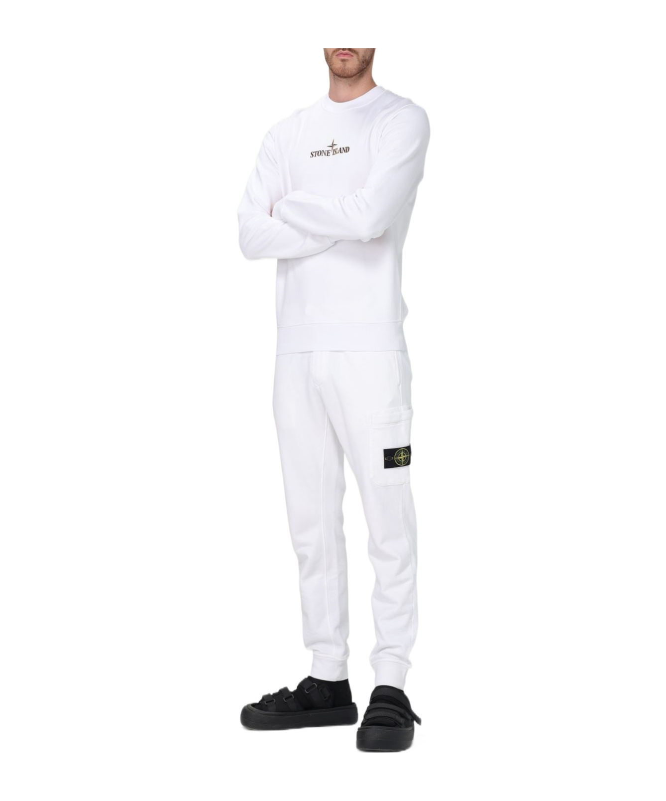Stone Island Drawstring Sweatpants In White