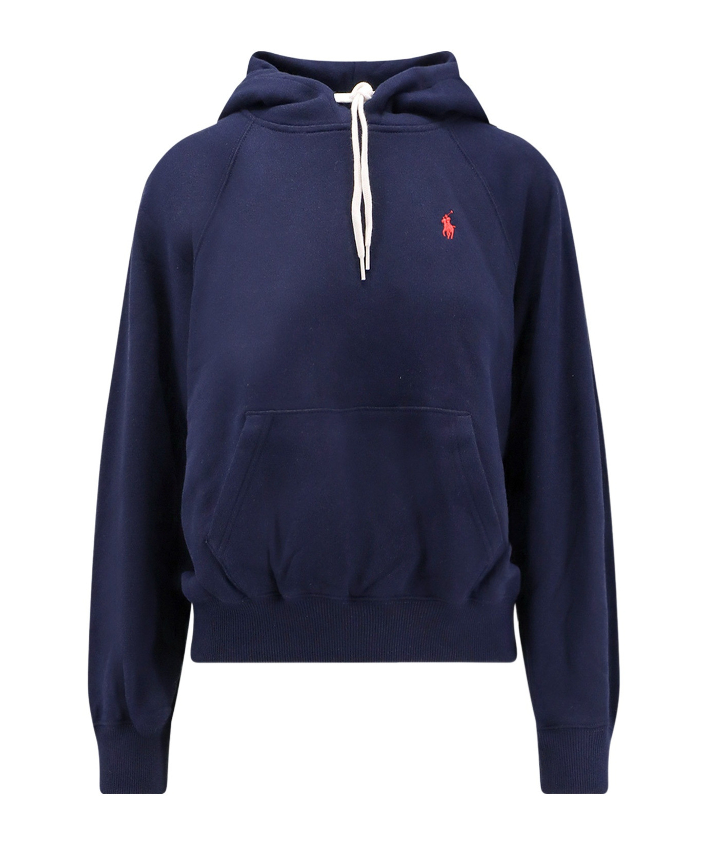 Polo Ralph Lauren Shrunken Fit Fleece Hoodie In Blue