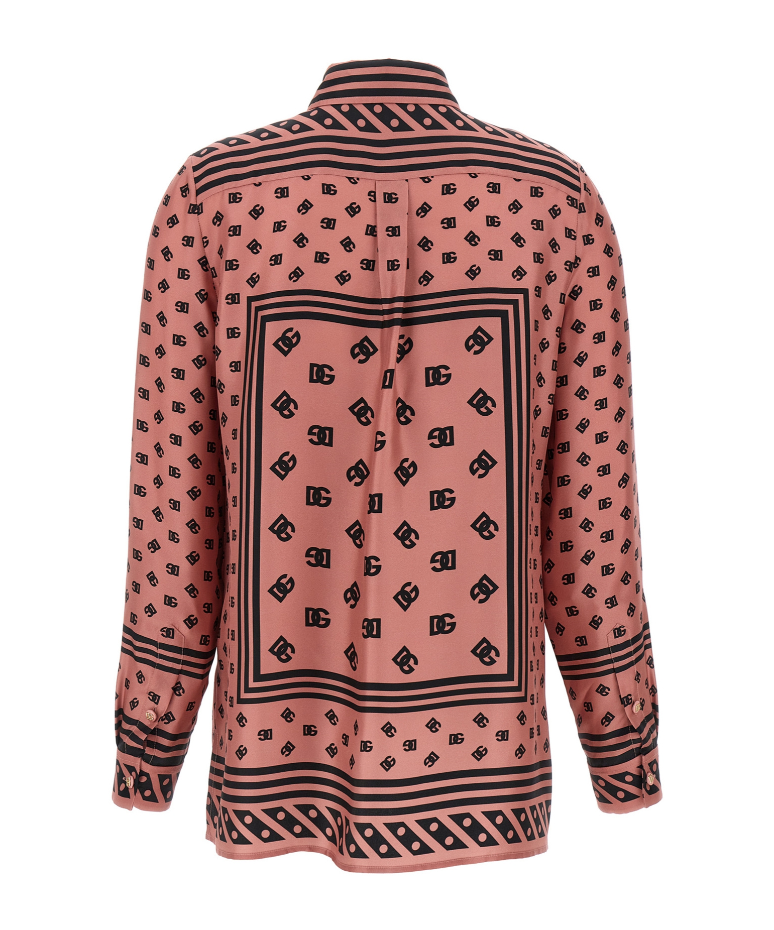 Dolce & Gabbana Silk Shirt With Collared Neck And Long Sleeves In Pink