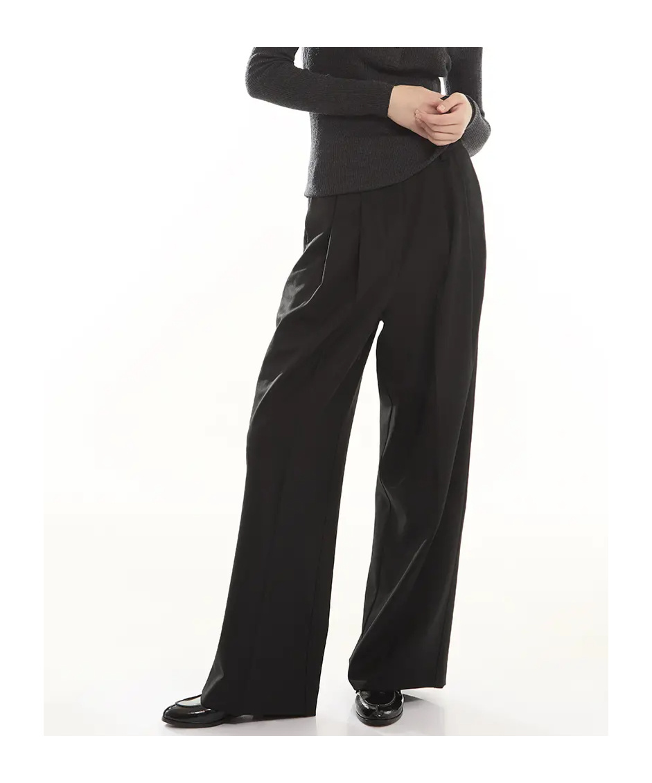 P.a.r.o.s.h Black Pants With High Waist And Front Pences In Wool Stretch Woman In Black