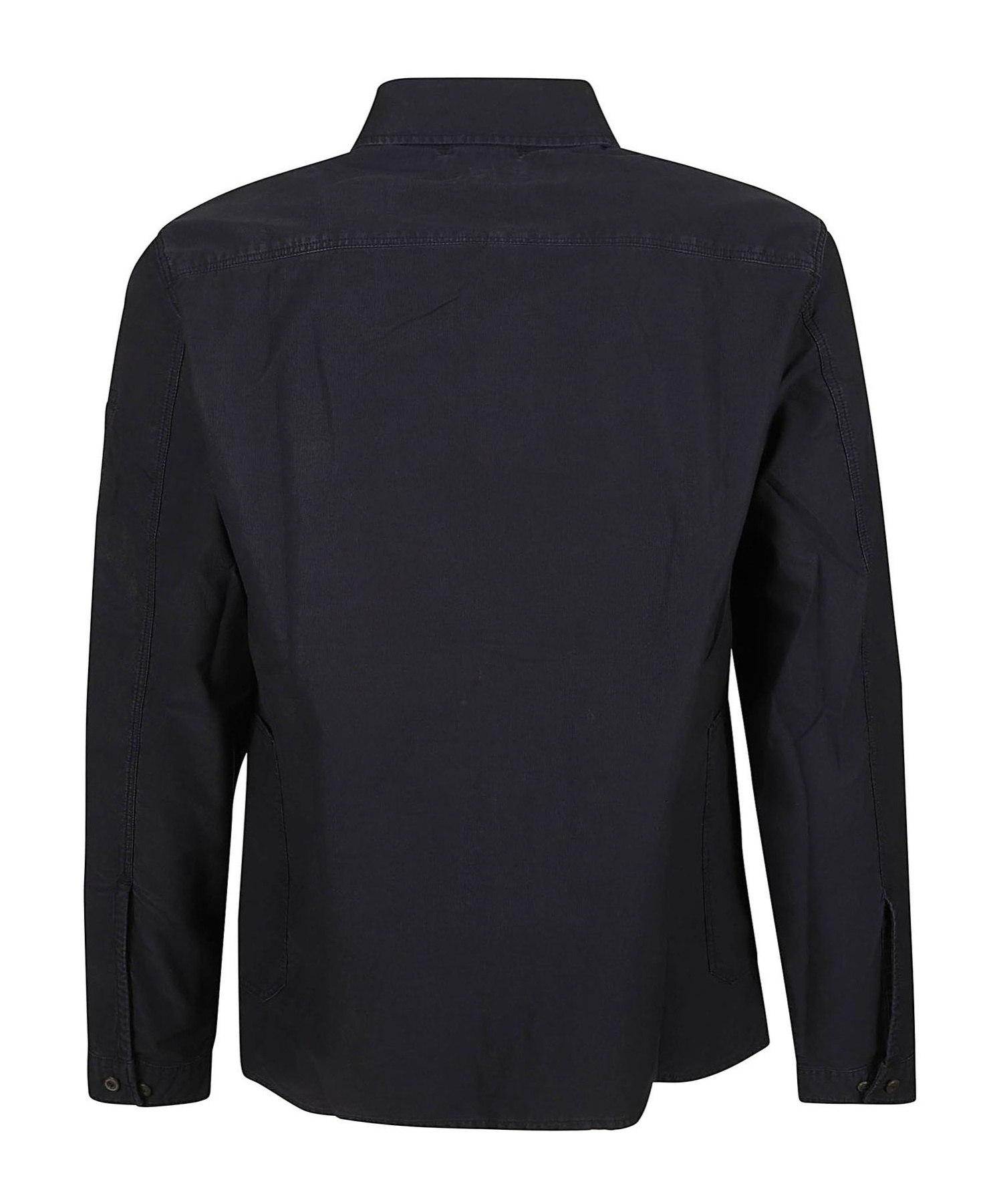 C.p. Company C. P. Company Lens Cotton And Linen Overshirt In Black