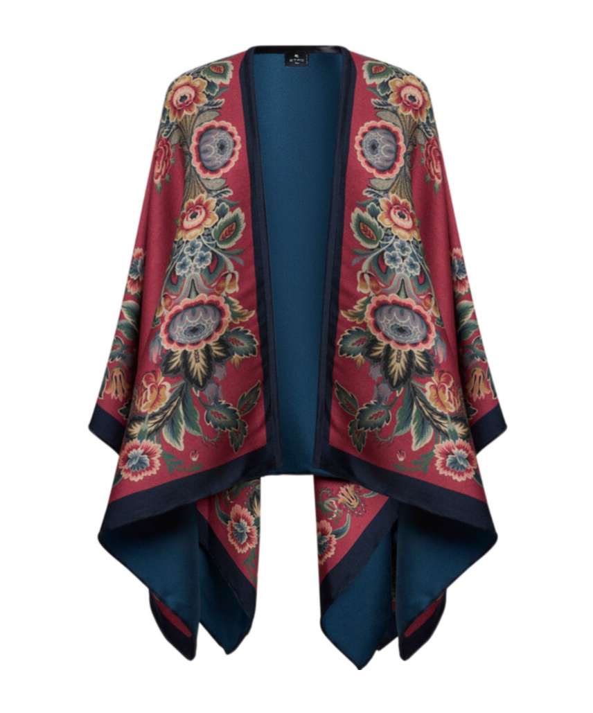 Etro Mantella In Misto Lana Floreale. In Multi