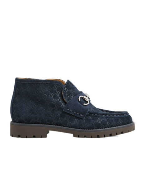Gucci Horsebit Leather Boot In Blue