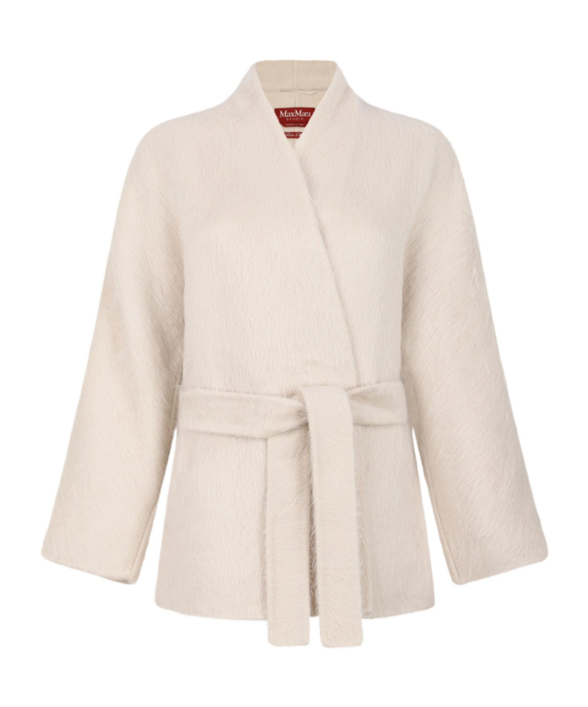 Max Mara Studio Long-sleeved Belted Coat In White
