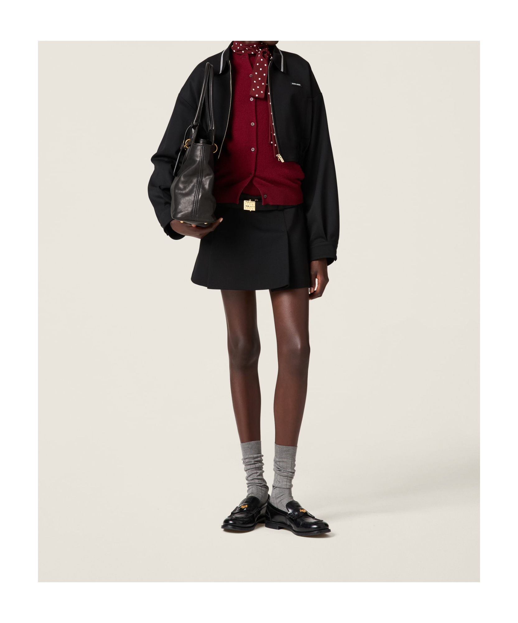 Miu Miu Grain De Poudre Blouson Jacket In Black