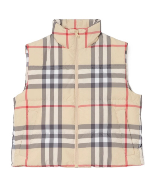 Burberry Check Puffer Gilet In Brown