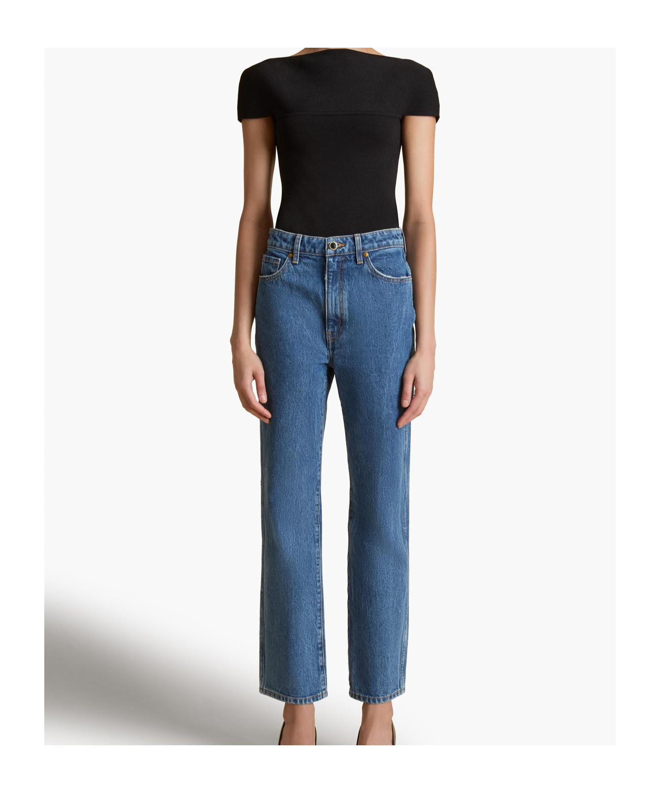 Khaite Kerrie Acid-wash Straight-leg Jeans In Blue