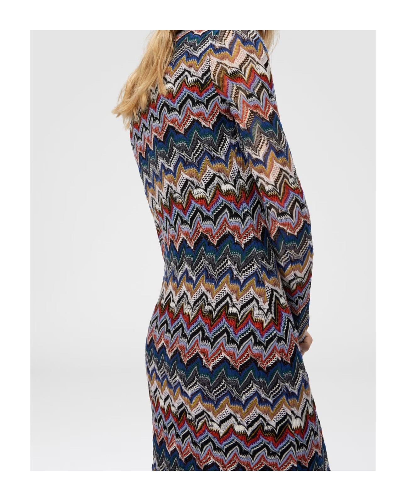 Missoni Zigzag Long Sleeve Midi Sweater Dress In Black
