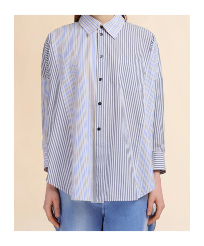 Marni Womens Stn63 Oversized Striped Cotton Shirt In Blue