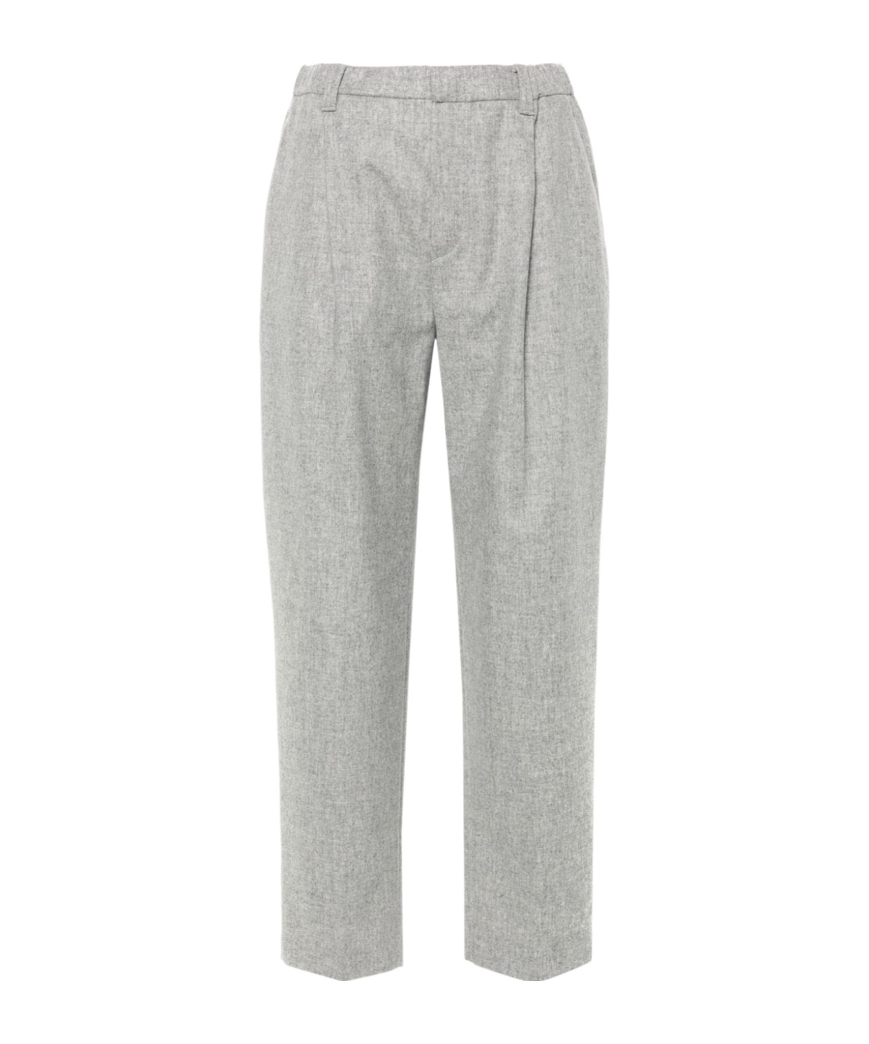 Shop Brunello Cucinelli Mélange Pleated Tapered Trousers In Gray