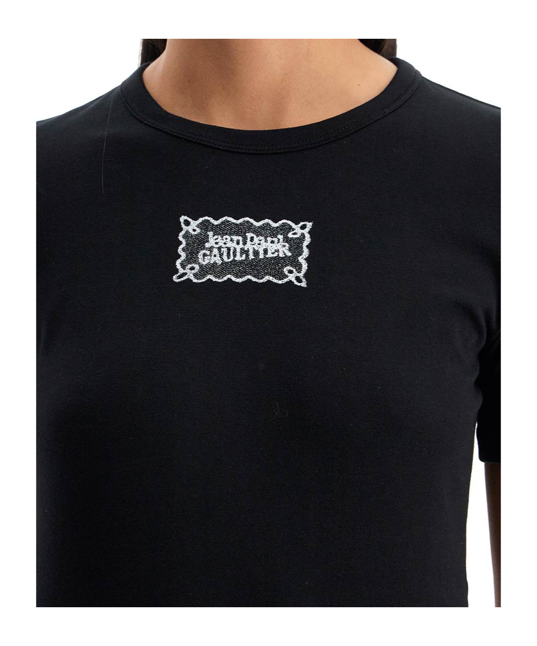 Shop Jean Paul Gaultier Logo Patch Crewneck T-shirt In Black