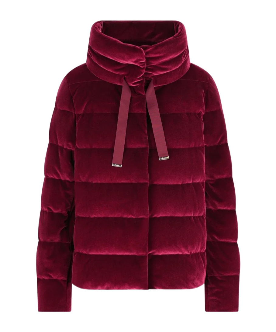 Herno Quilted Long-sleeved Down Jacket In Burgundy
