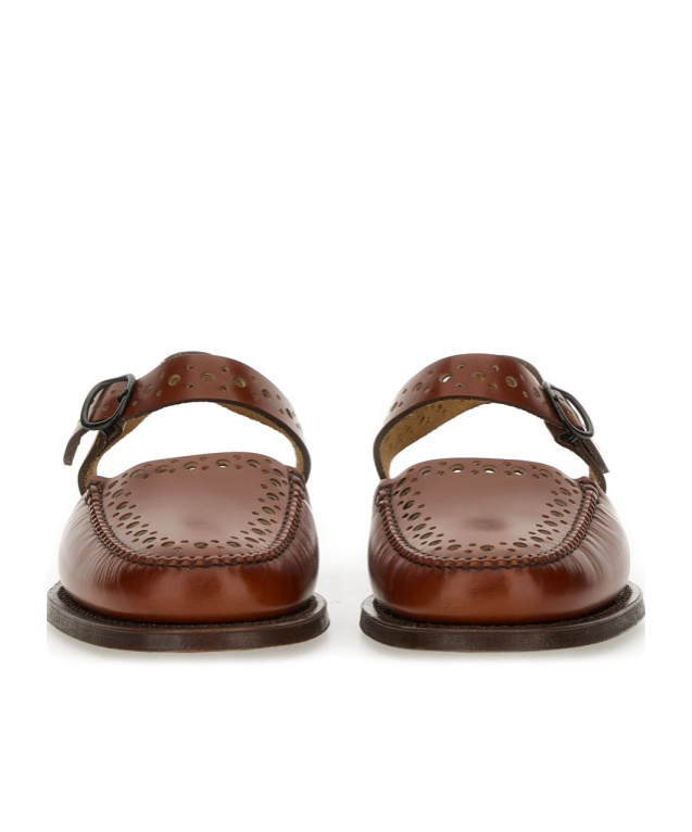 Hereu Picada Perforated Leather Flats In Brown