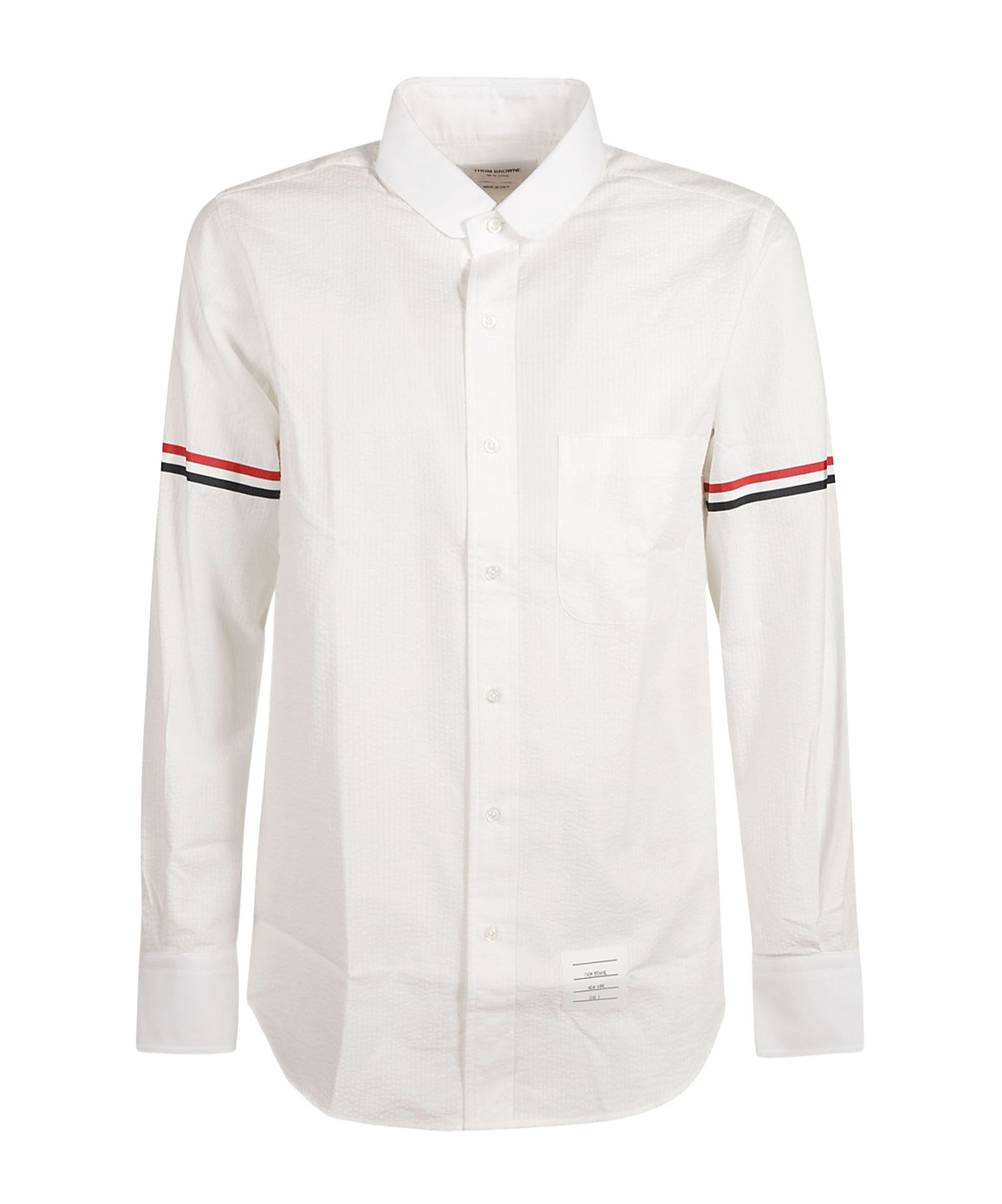 Thom Browne Long-sleeve Cotton Shirt With Striped Accents In Multi