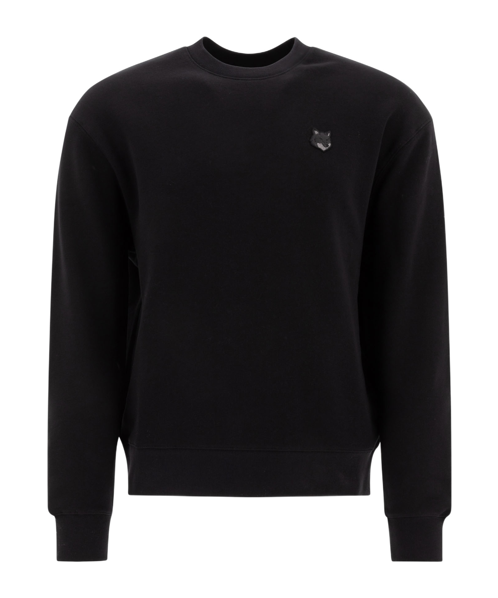 Maison Kitsuné Wool Polo Shirt With Embroidered Foxy Patch On The Front In Black