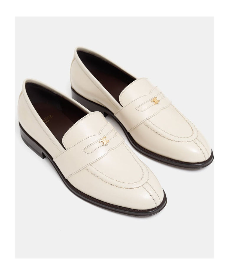 Celine Round Head Loafer Shoes In White